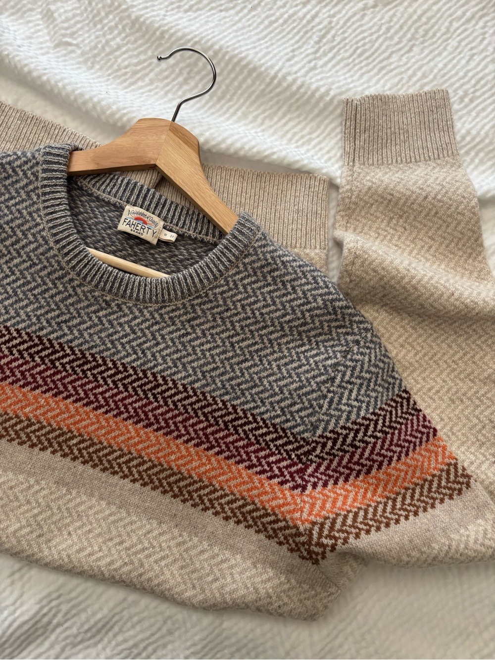Faherty Desert Ombre Donegal Wool Crewneck Sweater